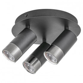 5071 Zircon, Метален Спот за вътрешен монтаж, GU10 3xMAX 5W, черен мат/сребро, въртящи се глави
