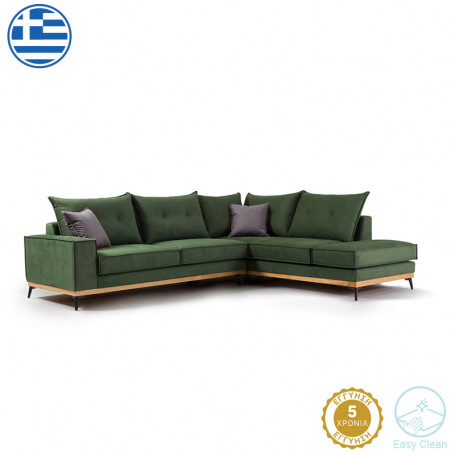 Ъглов диван Luxury II ляв ъгъл кипарис-карбон дамаска 290x235x95см