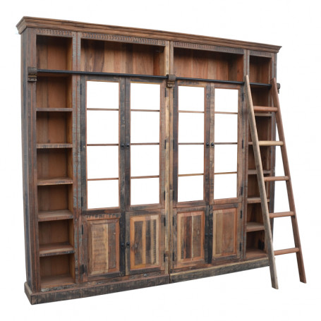 Библиотека Librardy  антично кафяво масивно мангово дърво 247x35x220cm