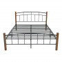 Queen size легло Mandy цвят орех дърво-черен метал 150x200см