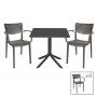 Трапезен комплект Groovy-Frontline set 5 части PP тъмно сив 80x80x74,5cm
