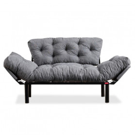 2-местен разтегателен диван PWF-0018 с дамаска в сив цвят 155x73x85см