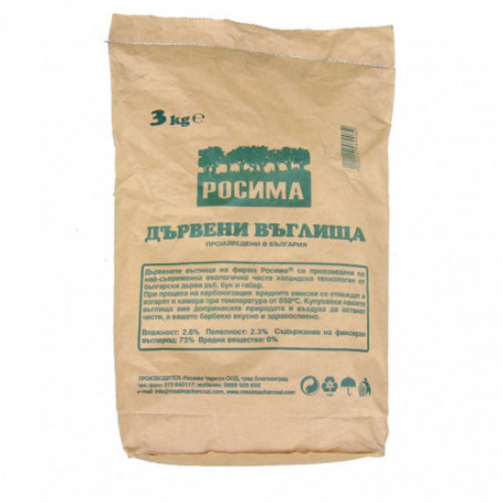 Дървени въглища 3 кг Микс (Дъб, Бук и Габър)