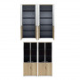 Wardrobes Lotus  with 2 doors by glass/wood in oak-dark grey color 160x45x180cm